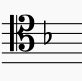 Key signature of D minor in tenor clef. This is also the key signature of F Major, the relative major of D minor. 