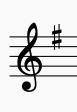 key signature of G Major in treble clef. This is also the key signature of E minor.