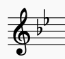 Key signature of B flat major in treble clef. This is also the key signature of G minor, a relative minor of B♭ Major