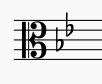 Key signature of B flat major in alto clef. This is also the key signature of G minor, a relative minor of B♭ Major