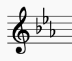 key signature of C minor in treble clef. This is also the key signature of E flat major, the relative major of C minor.