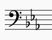 key signature of C minor in bass clef. This is also the key signature of E flat major, the relative major of C minor.