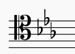 key signature of C minor in tenor clef. This is also the key signature of E flat major, the relative major of C minor.