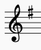 key signature of E minor in treble clef. This is also the key signature of G Major, a relative major of E minor.