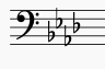 key signature of F minor in bass clef. This is also the key signature of A♭ Major, a relative major of F minor.
